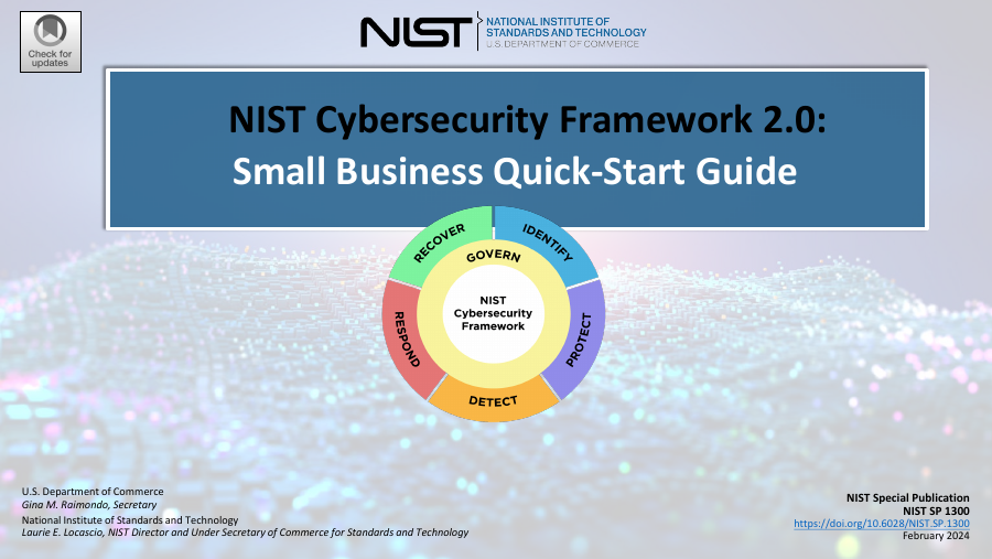 Cover of NIST SP 1300, Small Business Quick-Start Guide